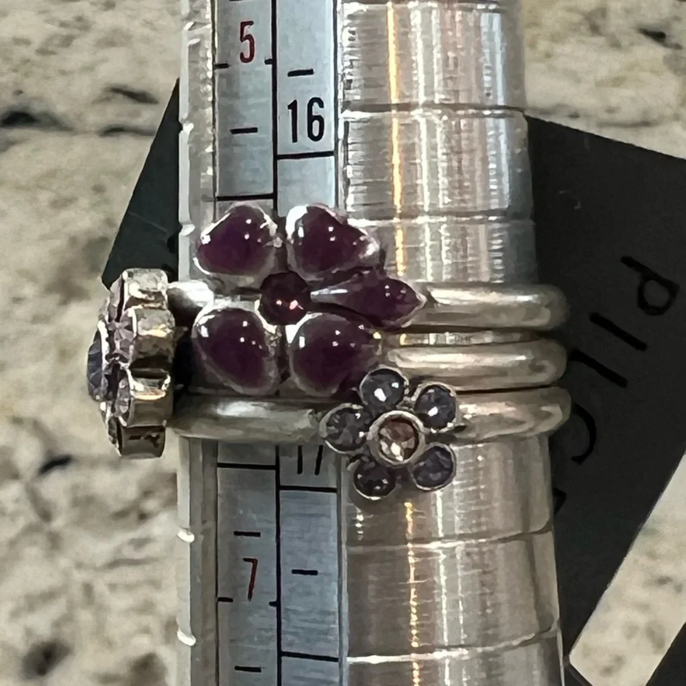 New Pilgrim Danish Design Stackable Rings Size 6 Floral Crystals Enamel NWT - Picture 11 of 15